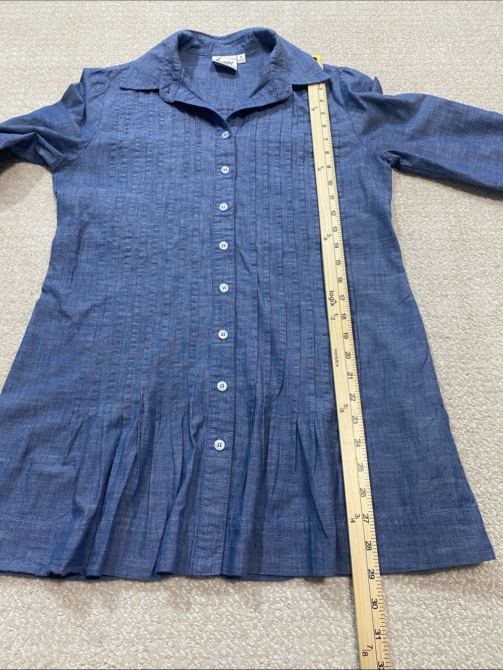 Finley Chambray Pintuck Button Tunic in Denim Blue Size S 100% Cotton - Picture 11 of 15